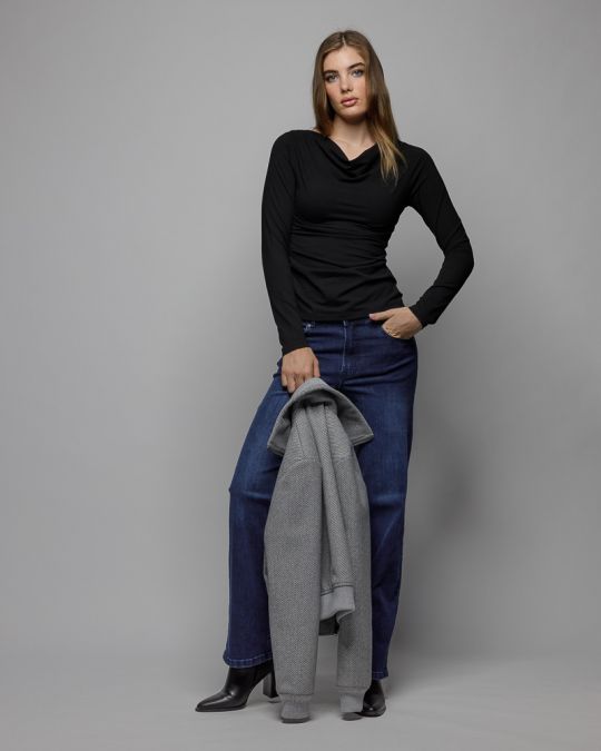 FEKETE NŐI HOSSZÚ UJJÚ PÓLÓ 2D25FW4564LS0205