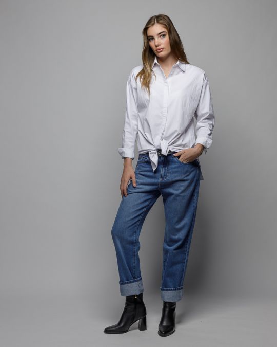 WHITE WOMEN'S LOOSE SHIRT 2D25FW5500LS1305