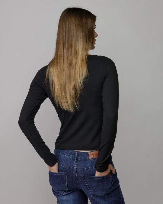 FEKETE NŐI HOSSZÚ UJJÚ PÓLÓ 2D25FW4564LS0205