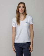 FEHÉR NŐI V-NYAKÚ RÖVID UJJÚ PÓLÓ