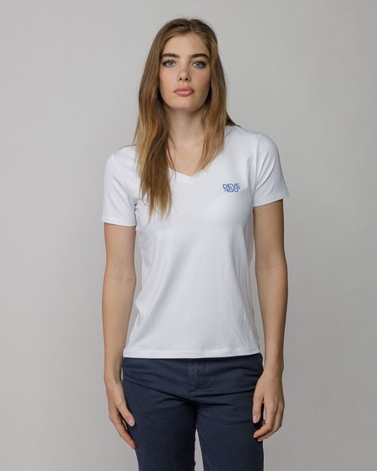 FEHÉR NŐI V-NYAKÚ RÖVID UJJÚ PÓLÓ 2D25FW4514SS0205