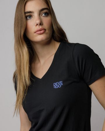 FEKETE NŐI V-NYAKÚ RÖVID UJJÚ PÓLÓ 2D25FW4514SS0205