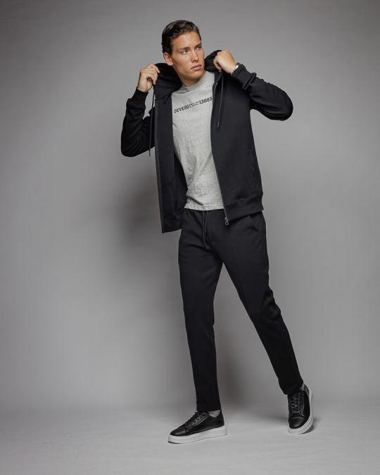 BLACK MEN'S ZIP SWEATER 1D25FW4088KA0701