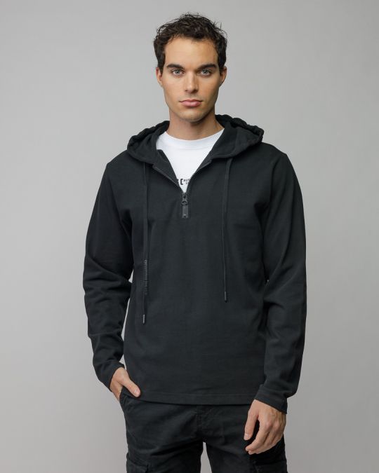 BLACK MEN'S HOODED SWEATER 1D25FW4002LS0104
