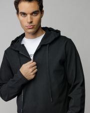 BLACK MEN'S HOODED SWEATER