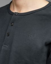 FEKETE FÉRFI HOSSZÚ UJJÚ GOMBOS PÓLÓ