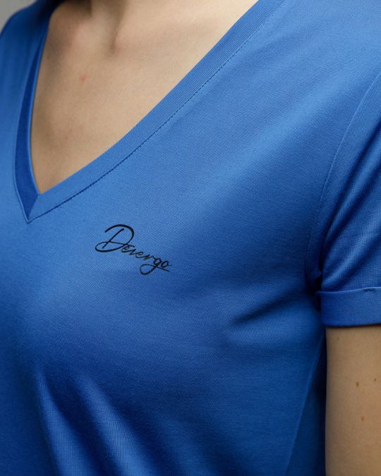 KÉK NŐI V-NYAKÚ RÖVID UJJÚ PÓLÓ 2D25FW4511SS0105