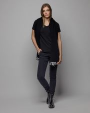 BLACK WOMEN'S V-NECK SHORT SLEEVE T-SHIRT