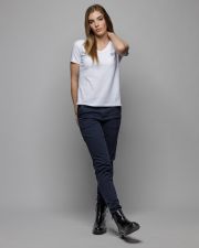 FEHÉR NŐI V-NYAKÚ RÖVID UJJÚ PÓLÓ