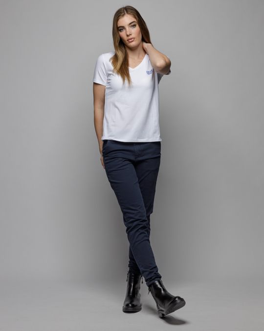 FEHÉR NŐI V-NYAKÚ RÖVID UJJÚ PÓLÓ 2D25FW4514SS0205