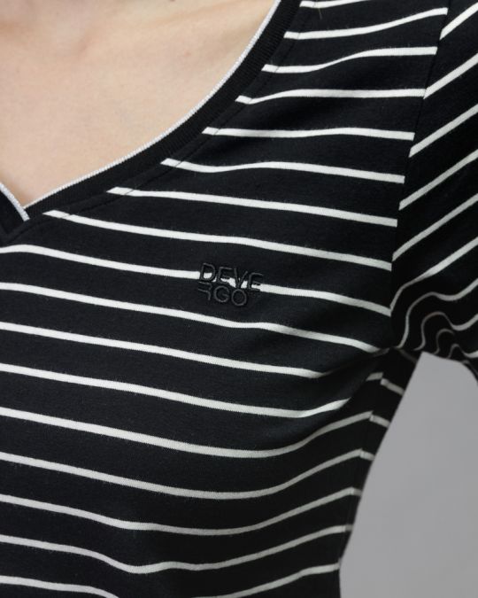 FEKETE NŐI RÖVID UJJÚ CSÍKOS PÓLÓ 2D25FW4513SS0205