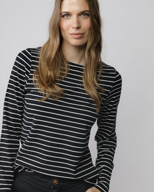 FEKETE NŐI HOSSZÚ UJJÚ CSÍKOS PÓLÓ 2D25FW4534LS0205