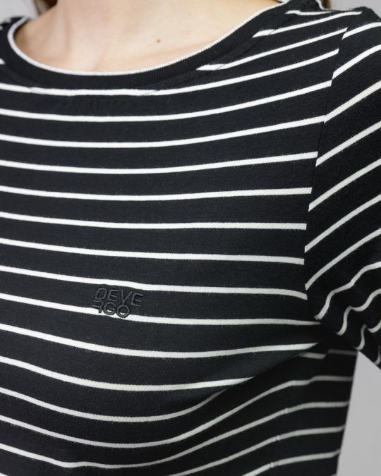 FEKETE NŐI HOSSZÚ UJJÚ CSÍKOS PÓLÓ 2D25FW4534LS0205