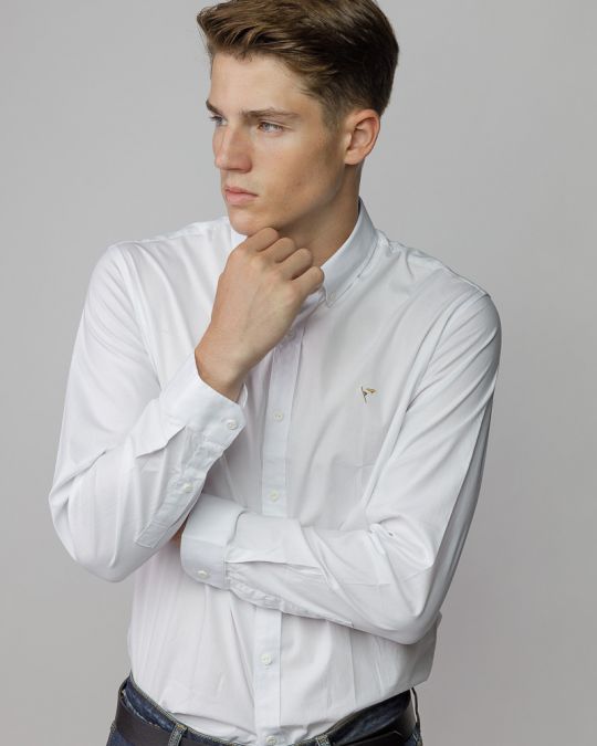 WHITE MEN'S POPLIN SHIRT 1D25FW5009LS1301