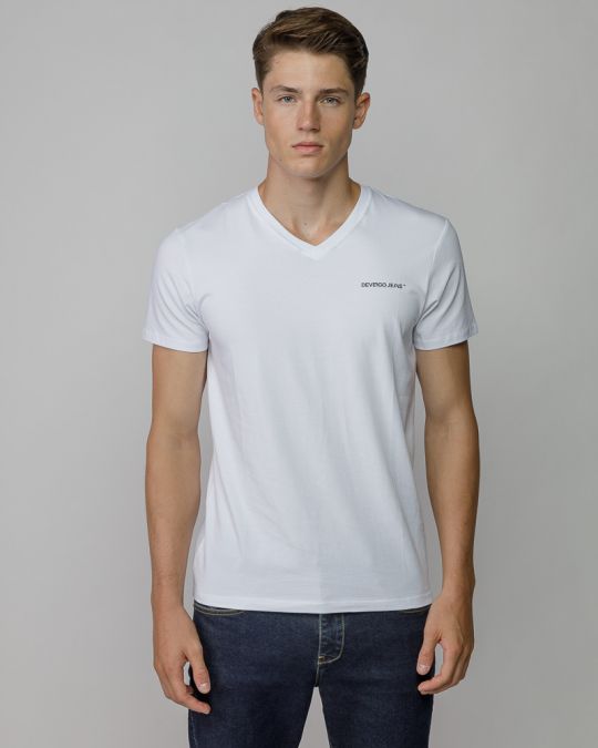 FEHÉR FÉRFI V-NYAKÚ RÖVID UJJÚ PÓLÓ 1D25FW4041SS0205