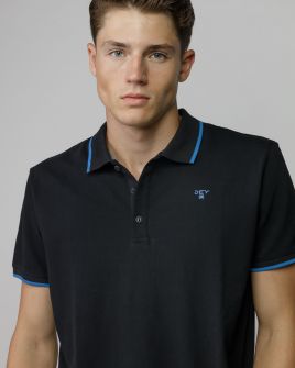 FEKETE FÉRFI RÖVID UJJÚ GALLÉROS PÓLÓ 1D25FW4053SS2405