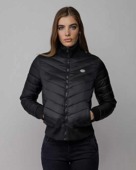 BLACK WOMEN'S SHORT QUILTED COAT 2D25FW3580KA1600