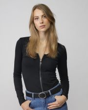 FEKETE NŐI HOSSZÚ UJJÚ CIPZÁRAS PÓLÓ