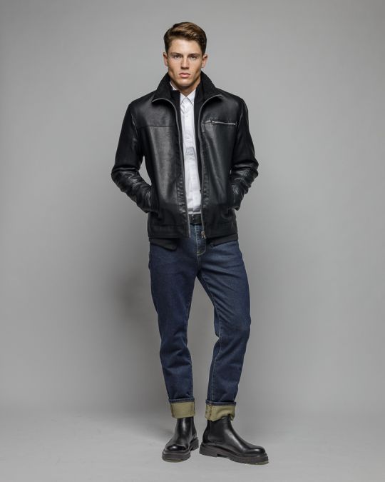 FEKETE FÉRFI VEGÁN BŐR KABÁT 1D25FW3023KA9000