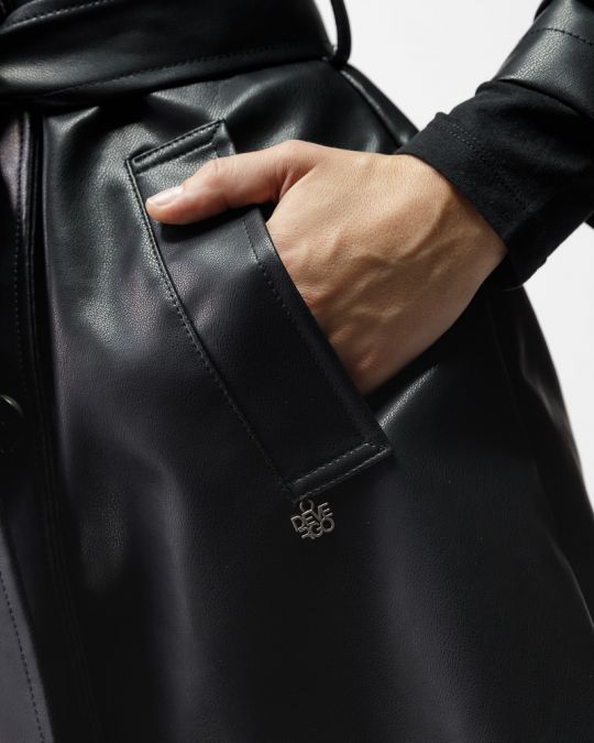 FEKETE NŐI VEGÁN BŐR KABÁT 2D25FW3595KA9000