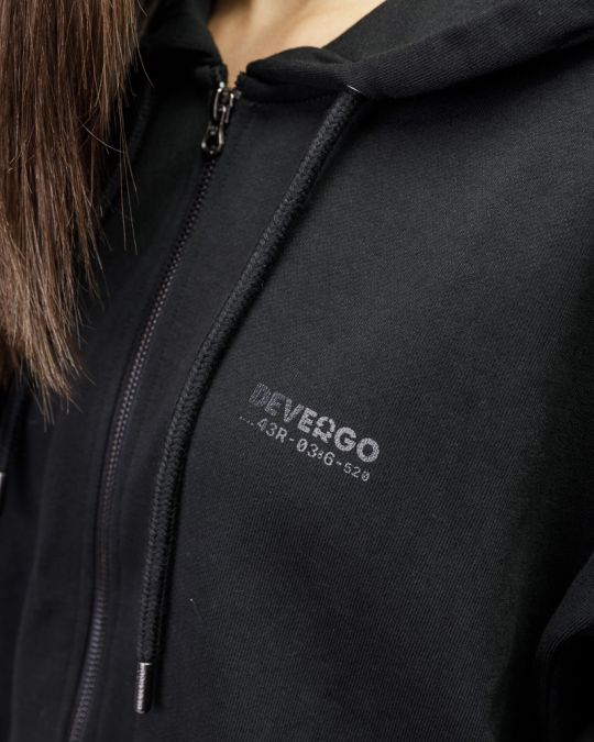 FEKETE NŐI KAPUCNIS CIPZÁRAS PULÓVER 2D25FW4590KA0705