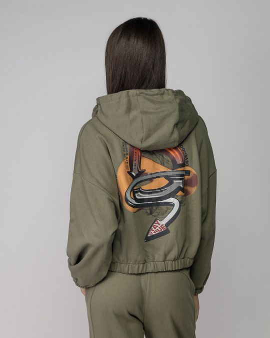 KHAKI NŐI KAPUCNIS CIPZÁRAS PULÓVER 2D25FW4590KA0705