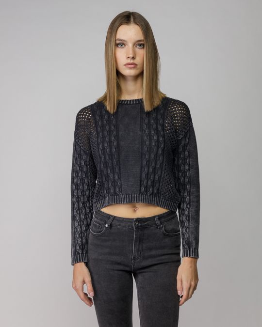 SZÜRKE NŐI KÖTÖTT PULÓVER 2D25FW6520LS1124