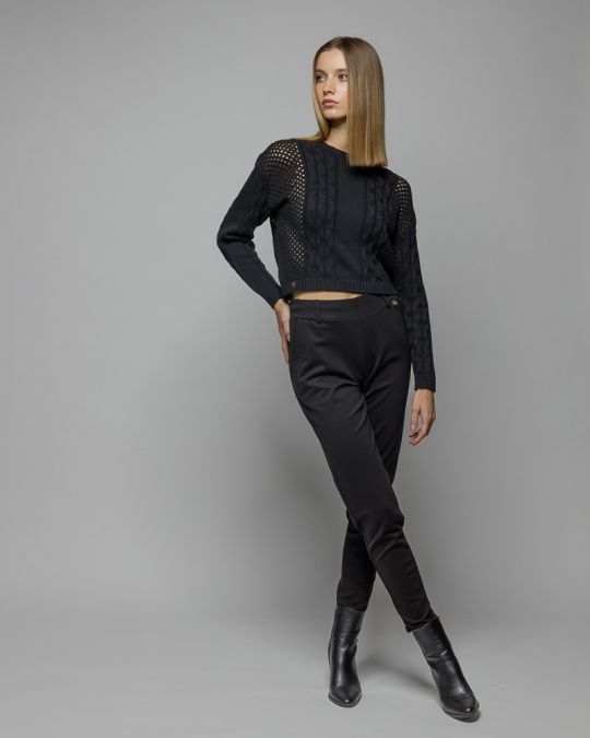 FEKETE NŐI KÖTÖTT PULÓVER 2D25FW6520LS1124