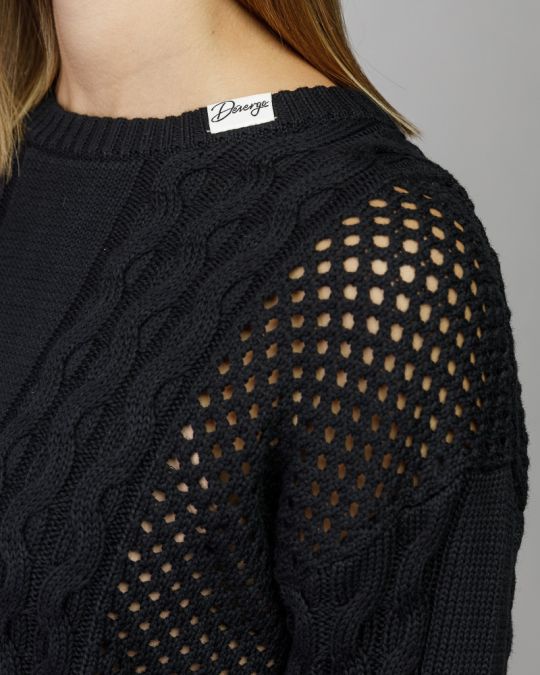FEKETE NŐI KÖTÖTT PULÓVER 2D25FW6520LS1124