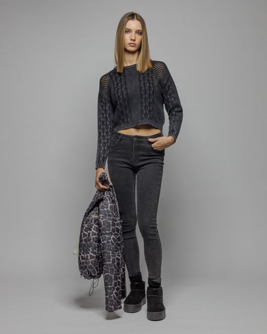 SZÜRKE NŐI KÖTÖTT PULÓVER 2D25FW6520LS1124