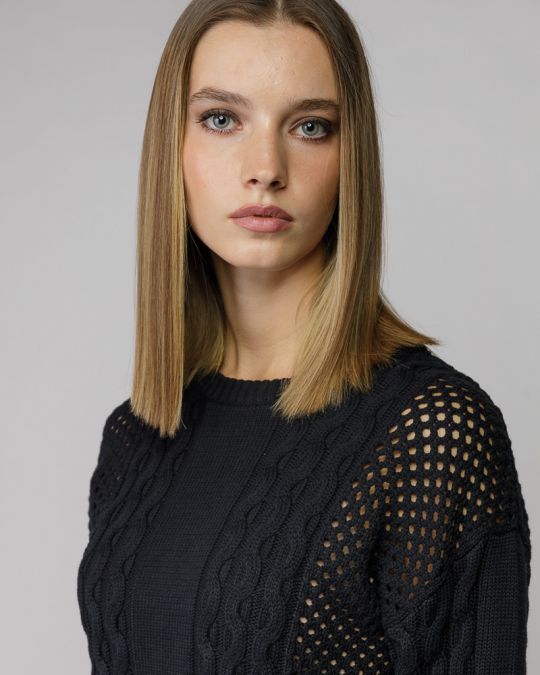 FEKETE NŐI KÖTÖTT PULÓVER 2D25FW6520LS1124