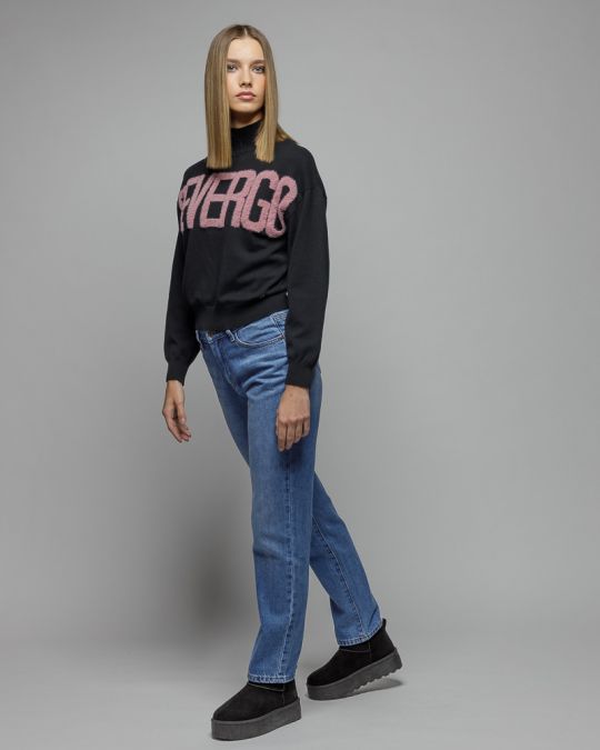 FEKETE NŐI KÖTÖTT GARBÓ PULÓVER 2D25FW6531LS1101