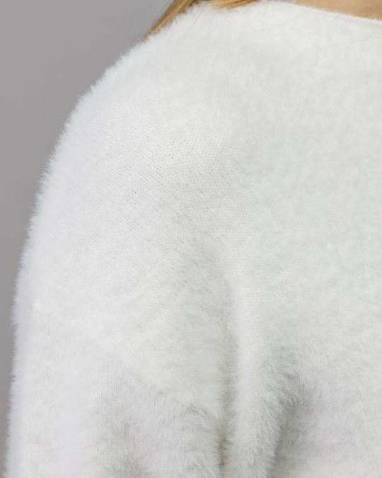 FEHÉR NŐI BOLYHOS KÖTÖTT PULÓVER 2D25FW6532LS1101