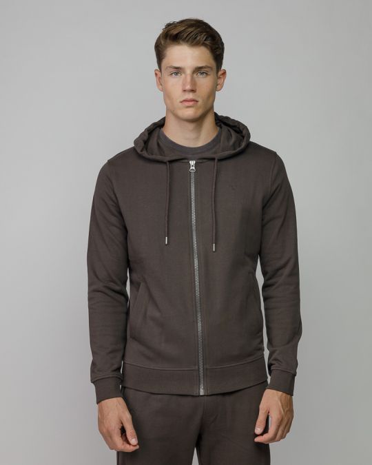 BROWN MEN'S ZIP SWEATER 1D25FW4074KA0705