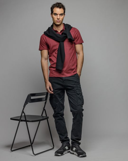 BORDÓ FÉRFI RÖVID UJJÚ GALLÉROS PÓLÓ 1D25FW4030SS0405