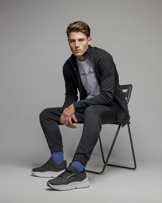 FEKETE FÉRFI CIPZÁRAS PULÓVER 1D25FW4093KA0705