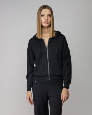 FEKETE NŐI KÖTÖTT KAPUCNIS KARDIGÁN