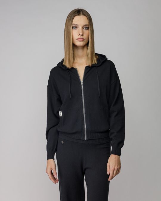 FEKETE NŐI KÖTÖTT KAPUCNIS KARDIGÁN 2D25FW6591KA1101