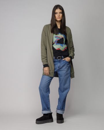 KHAKI NŐI HOSSZÚ CIPZÁRAS KARDIGÁN 2D25FW4587KA0705