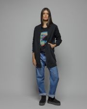 FEKETE NŐI HOSSZÚ CIPZÁRAS KARDIGÁN