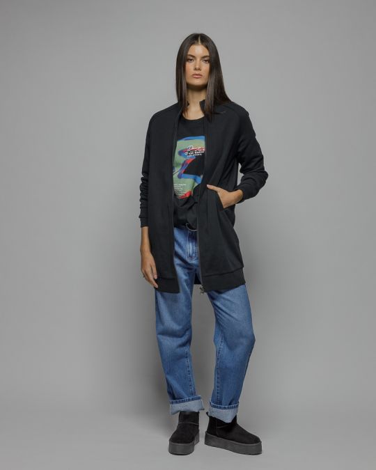 FEKETE NŐI HOSSZÚ CIPZÁRAS KARDIGÁN 2D25FW4587KA0705