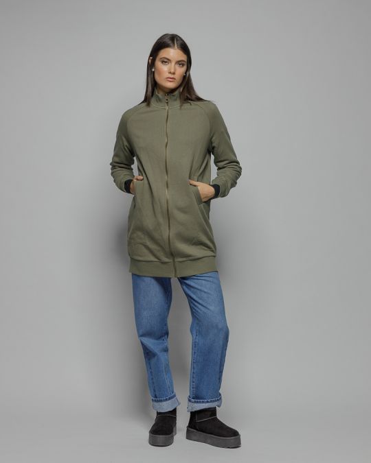 KHAKI WOMEN'S LONG ZIP CARDIGAN 2D25FW4587KA0705