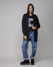 FEKETE NŐI HOSSZÚ CIPZÁRAS KARDIGÁN