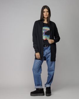 FEKETE NŐI HOSSZÚ CIPZÁRAS KARDIGÁN 2D25FW4587KA0705