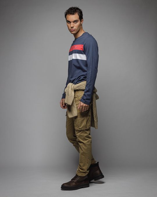 TÖBBSZÍNŰ FÉRFI HOSSZÚ UJJÚ CSÍKOS PÓLÓ 1D25FW4009LS0105