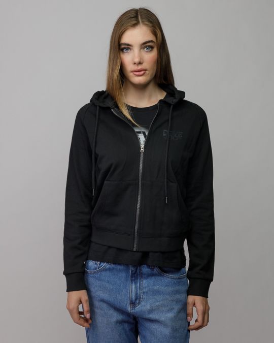 FEKETE NŐI KAPUCNIS CIPZÁRAS PULÓVER 2D25FW4588KA0705