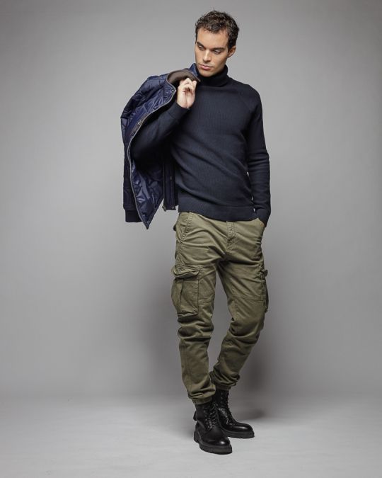 KÉK FÉRFI KÖTÖTT GARBÓ PULÓVER 1D25FW6017LS1101