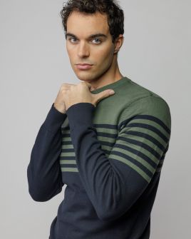 KHAKI FÉRFI CSÍKOS KÖTÖTT PULÓVER 1D25FW6028LS1101