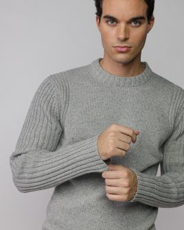 SZÜRKE FÉRFI KÖTÖTT PULÓVER 1D25FW6012LS1101