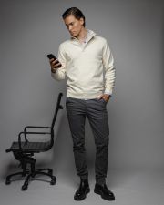 FEHÉR FÉRFI KÖTÖTT PULÓVER